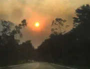 Céu alaranjado por causa das queimadas do Pantanal