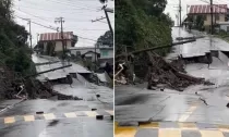 Tragédia no RS: rua desmorona após chuva em Gramad