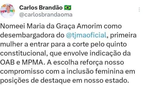 Governador Brandão nomeia Maria da Graça Amorim co