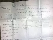 Menina denuncia através de carta que pai estupra a