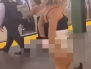 INUSITADO: Mulher é filmada vestindo calcinha no m