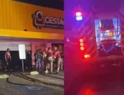 [VÍDEOS] Incêndio atinge supermercado durante madr