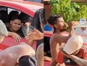 BANHADO DE SANGUE: Homem com pescoço esfaqueado ap