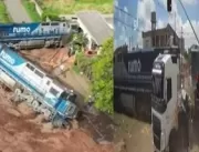 VÍDEO IMPRESSIONANTE: Trem sai do trilho e sai arr