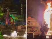 Dragão da vilã Malévola pega fogo durante show em 