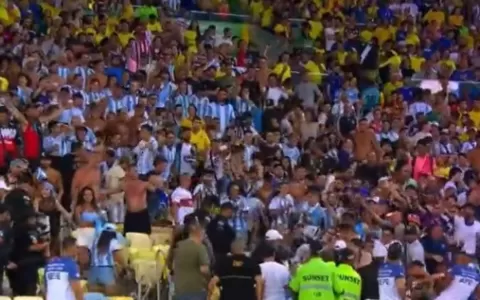 Pancadaria entre torcedores de Brasil e Argentina 