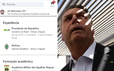 Bolsonaro informa em seu perfil do LinkedIn que ai