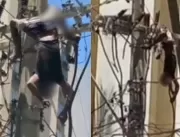 Homem fica preso em poste ao tentar furtar fios em