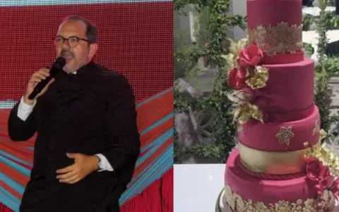 Padre leiloa bolo por R$ 100 mil durante festa rel
