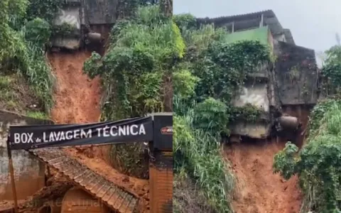 Deslizamento de terra atinge veículo e deixa casa prestes a desabar em Salvador