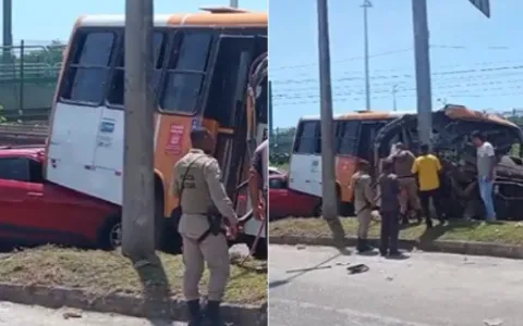 Acidente grave entre micro-ônibus e carro congestiona Estrada do Coco