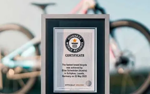 Recorde mundial de bicicleta mais rápida rebocada 