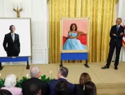 Barack e Michelle Obama inauguram retratos preside