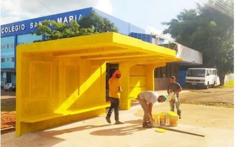 GDF Presente restaura asfalto e pinta paradas de ônibus em Santa Maria