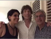 Caetano Veloso posa ao lado de Mick Jagger: Noite 
