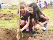 Estudantes plantam mudas em bosque no bairro Tocan