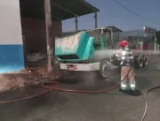 Caminhão pega fogo no bairro Tibery, em Uberlândia
