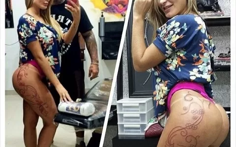 Andressa Urach faz tatuagem no bumbum