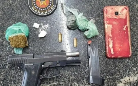 Polícia Militar prende suspeito de duplo homicídio com arma de fogo e drogas no interior do MA