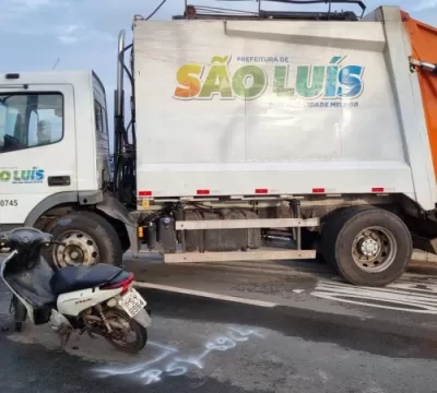 Acidente com Caminhão Lixo complica trânsito na Avenida Litorânea em São Luís