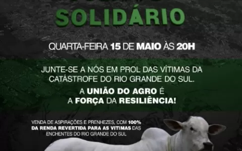 1º Leilão Agro Solidário (15.05) venderá prenhezes