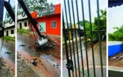 PARAUAPEBAS: Chuva e ventos fortes derrubam árvore, postes e deixam DETRAN sem atendimento
