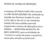 ​PEDIDO DE LICENÇA DE OPERAÇÃO GP PNEUS