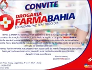 Convite de inauguração da Drogaria FARMABAHIA, em 