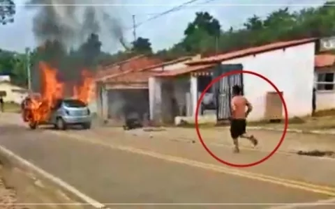 Homem entra em carro em chamas e morre carbonizado