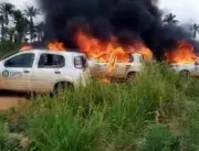 MST invade propriedade, queima 6 carros e fere vig