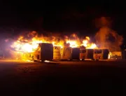 Incêndio atinge garagem da empresa Falcão Real em 