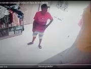 Câmeras flagram homem cometendo furtos em lojas de