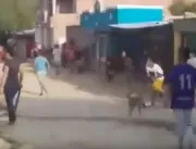 Vídeo: Vizinhos trocam pedradas por causa da senha