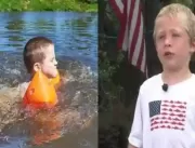 Menino de 7 anos salva o pai e a irmã após nadar p