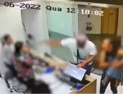 Homem quebra recepção de clínica após companheira 
