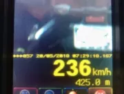 Motociclista é flgrado a 236 Km/h em rodovia de Br