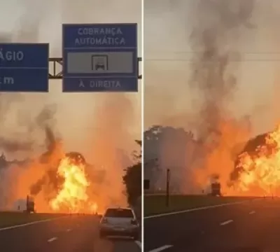 ESTRONDOSO: Caminhão com etanol explode após colid
