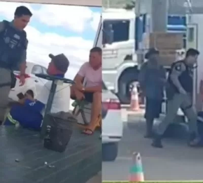 Em ato covarde, policial militar agride homem com 