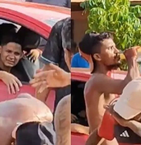 BANHADO DE SANGUE: Homem com pescoço esfaqueado ap