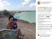 Ex-tiazinha passa férias ao lado do filho na PB