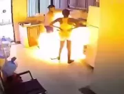 Viralizou: vídeo mostra fogão explodindo em cozinh