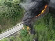 CHOCANTE: Caminhão-tanque explode em rodovia e mot