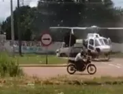 Hélice de helicóptero atinge caminhão durante deco