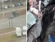 IMAGEM CHOCANTE: Tanque russo esmaga carro civil n