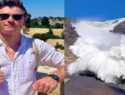 Turista filma super avalanche até ser atingido pel