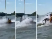[VÍDEO] Piloto de jet ski atropela bote inflável e