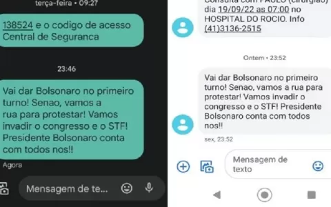 Paraná: 324 mil mensagens SMS pró-Bolsonaro foram 