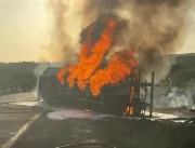 [VÍDEO] Empresário morre após incêndio em caminhão-tanque com 15 mil litros de combustíveis, na PB; veículo tombou e explodiu
