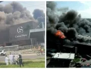 [VÍDEO] Incêndio de grandes proporções atinge fábrica da Cacau Show no ES