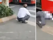 ASSISTA: Homem tem cabeça esmagada após se jogar embaixo de ônibus